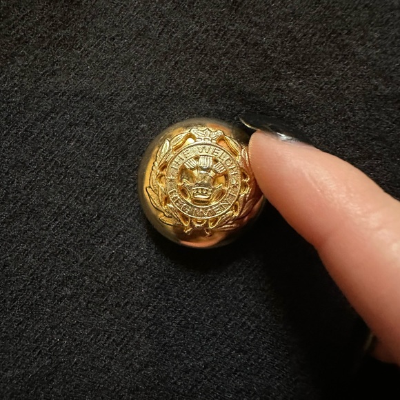 Black Wool Pea Coat with Gold Buttons - Picture 4 of 7